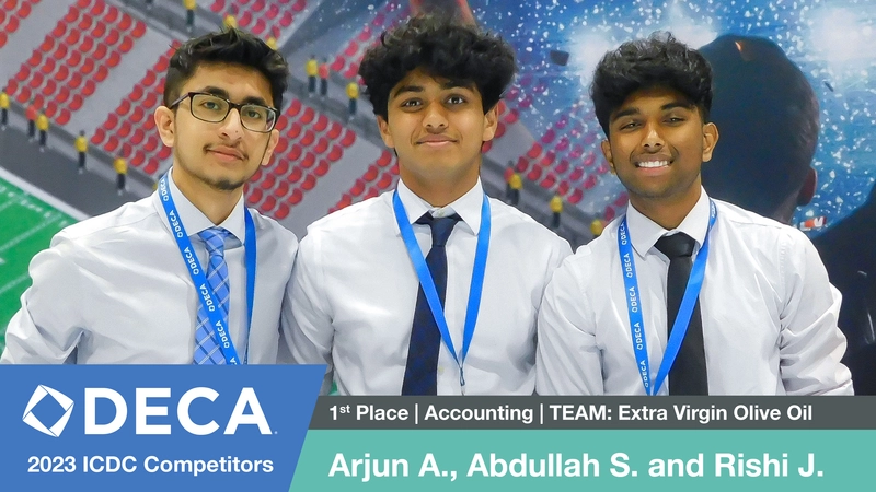 1st place $1,000 winners, Arjun A., Abdullah S., and Rishi J. from The Woodlands School, Canada