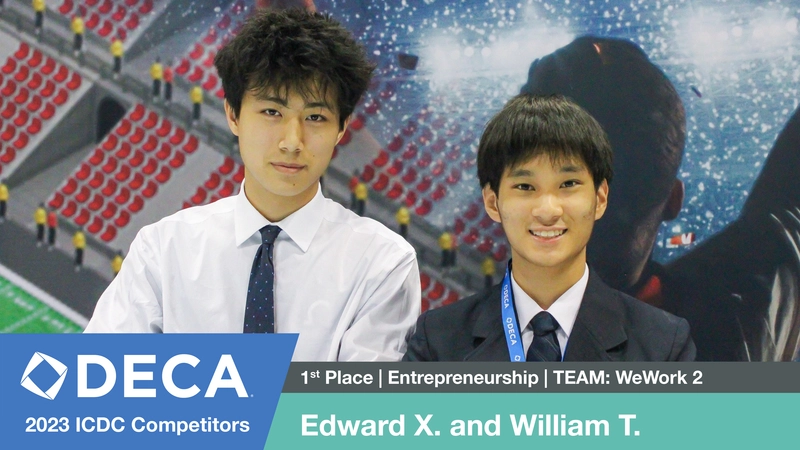 1st place $1,000 winners, Edward X. and William T. from Great Neck South High School, New York