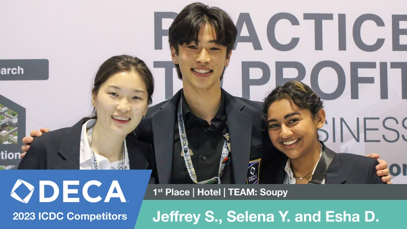 1st place $6000 winners, Jeffrey S., Selena Y., and Esha D. from Lynbrook High School, California